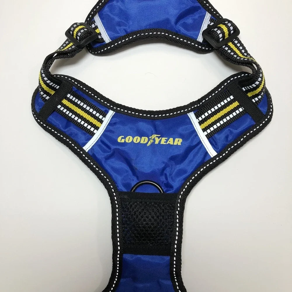 Goodyear Dog Safety Harness Medium Blue Black Yellow Reflective Adjustable Vest